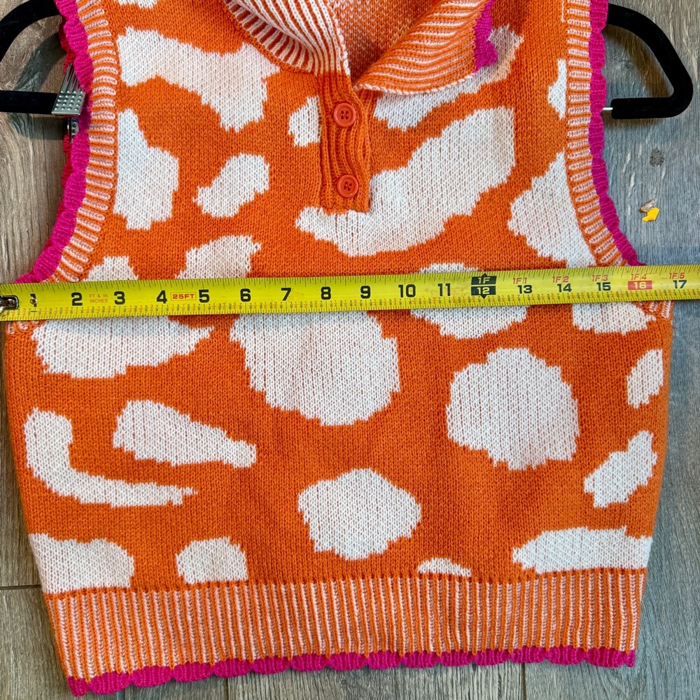 SHEIN Orange and White Cowl Neck Sweater Vest - Picture 8 of 8